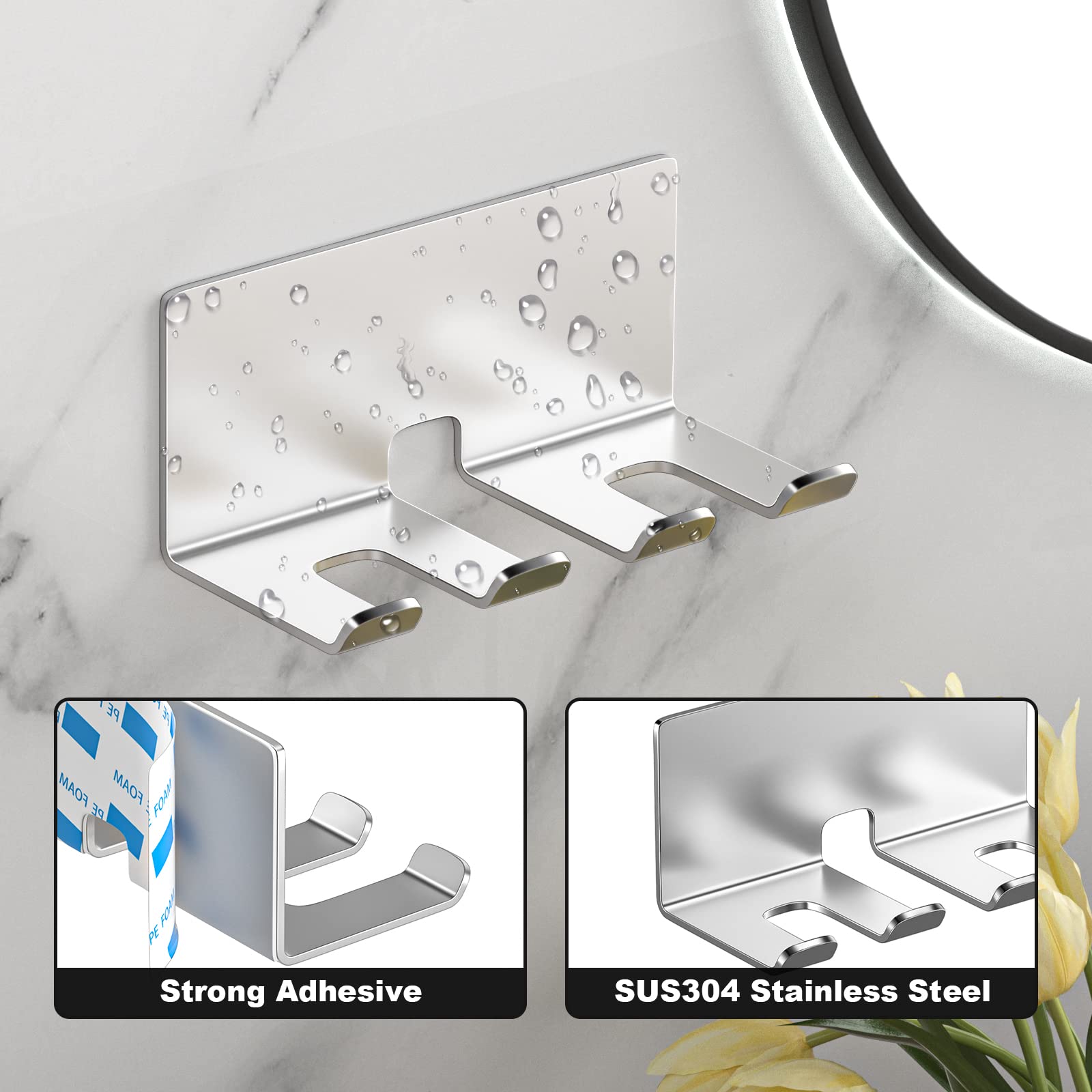 Yayinli Toothbrush Holders For Bathrooms, Electric Toothbrush Holder Wall Mounted, Stainless Steel Tooth Brushing Holder, Shower